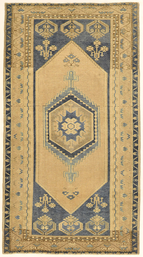 5' x 8' Antique Turkish Tribal Hand-Knotted Wool Rug - Navy Blue - Rare