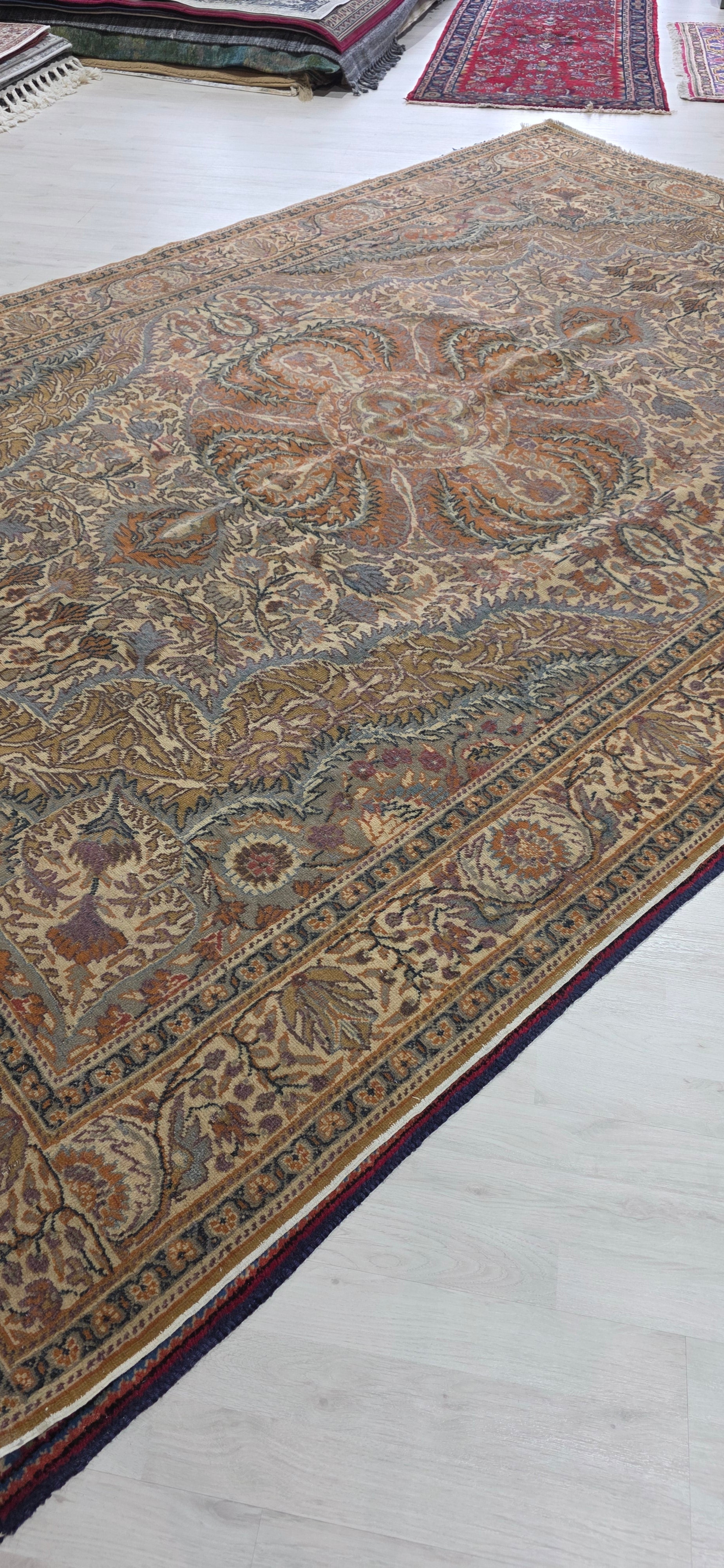 6'5" x 9'6" Antique Persian Hand-Knotted Wool Rug - Rust Multi-Color