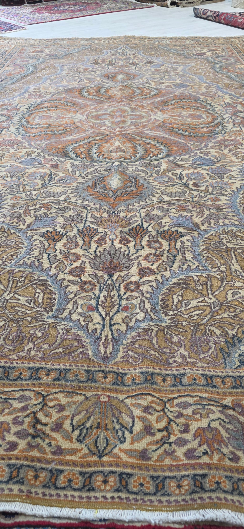 6'5" x 9'6" Antique Persian Hand-Knotted Wool Rug - Rust Multi-Color