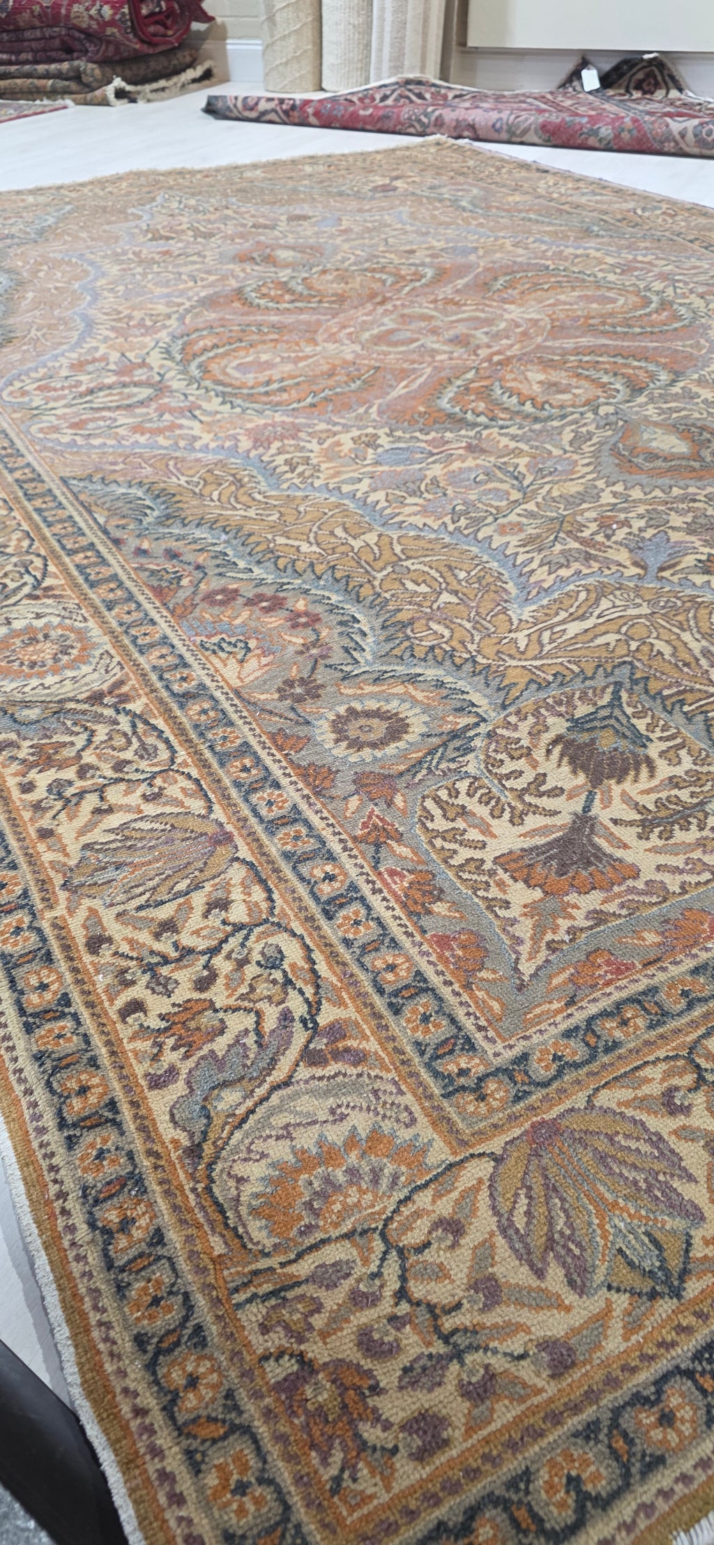 6'5" x 9'6" Antique Persian Hand-Knotted Wool Rug - Rust Multi-Color