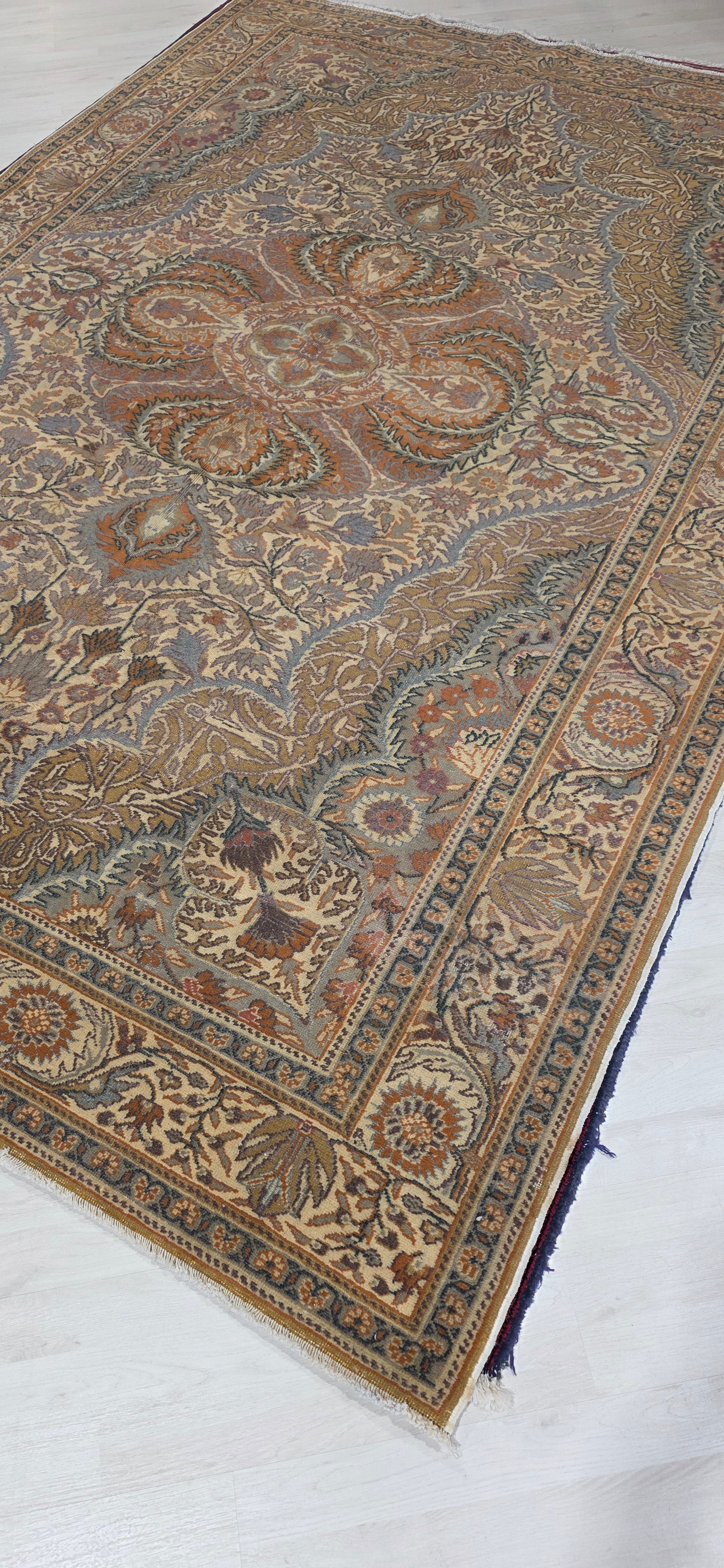 6'5" x 9'6" Antique Persian Hand-Knotted Wool Rug - Rust Multi-Color