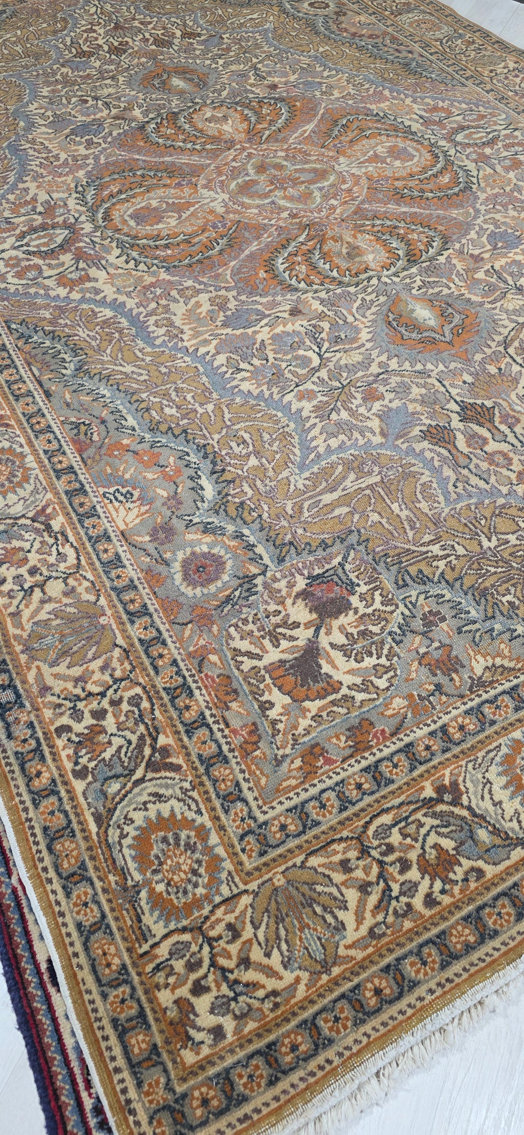 6'5" x 9'6" Antique Persian Hand-Knotted Wool Rug - Rust Multi-Color