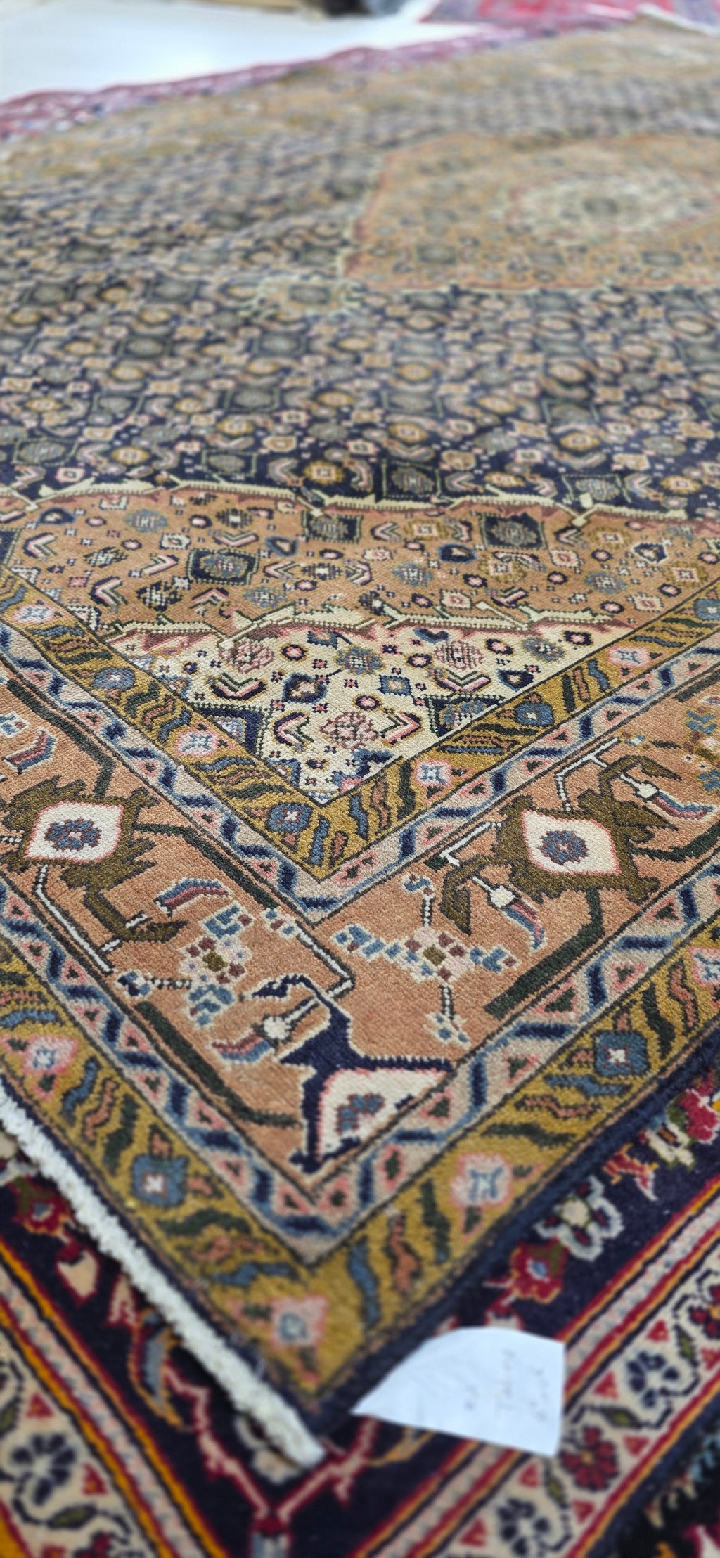 6'5" x 9'3" Antique Persian Hand-Knotted Wool Rug - Navy Tan