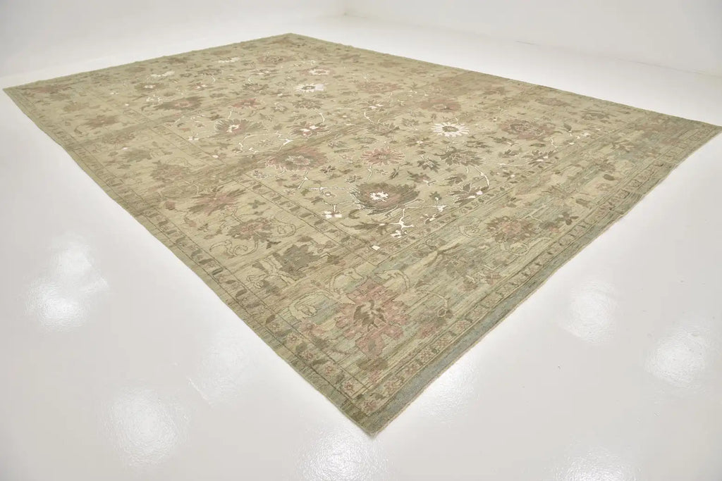 Rare Hand-Knotted Turkish Oushak Rug 13' x 19'4" - Museum-Quality Wool & Silk - Investment-Grade Collector Piece