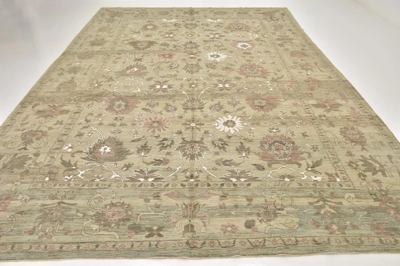 Rare Hand-Knotted Turkish Oushak Rug 13' x 19'4" - Museum-Quality Wool & Silk - Investment-Grade Collector Piece