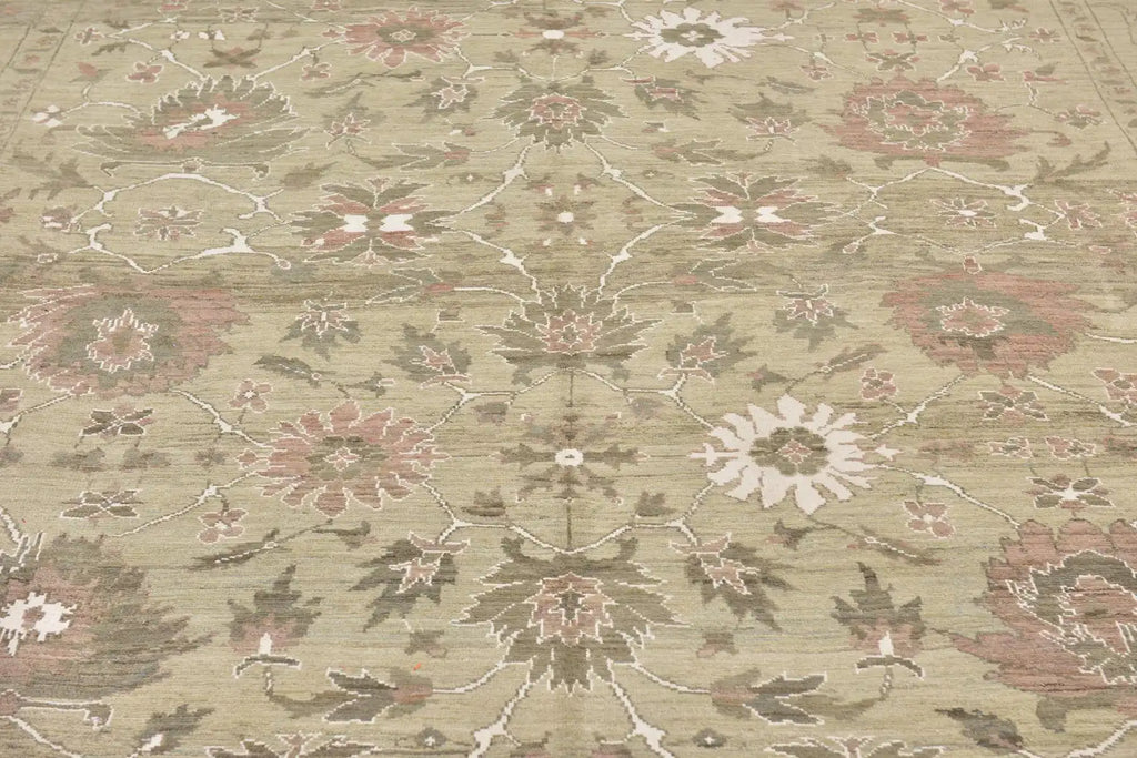 Rare Hand-Knotted Turkish Oushak Rug 13' x 19'4" - Museum-Quality Wool & Silk - Investment-Grade Collector Piece