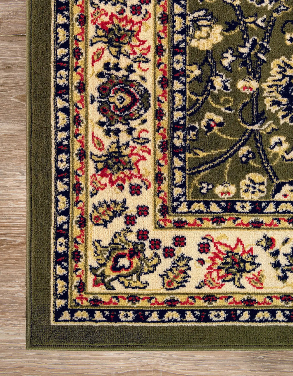 10x13 Power Loomed Traditional Area Rug - Cream Green Terracotta Navy Blue - Multiple Sizes & Colors Available