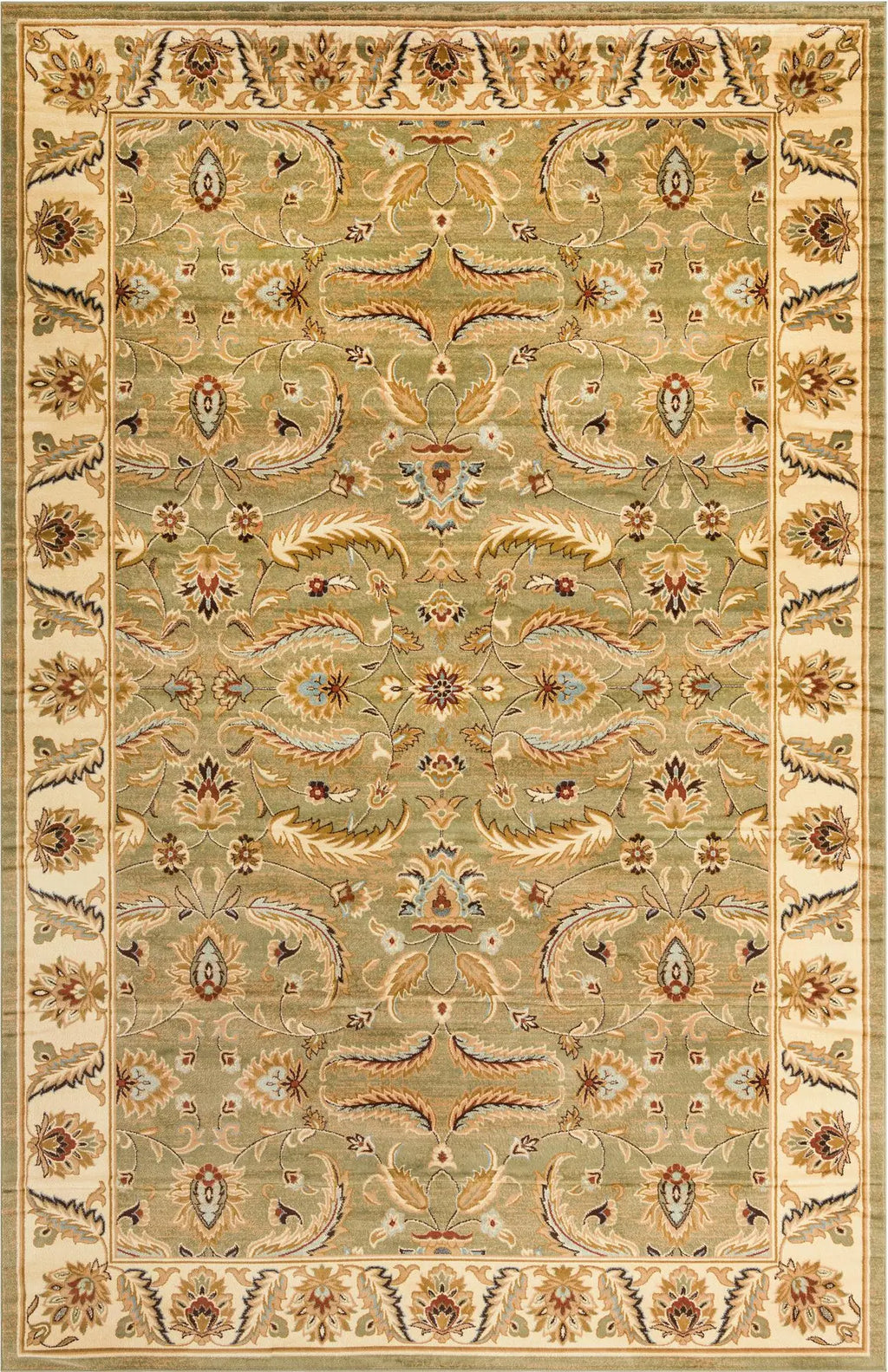 10x16 Power Loomed Traditional Area Rug - Green Blue Rust Red - Multiple Sizes & Colors Available
