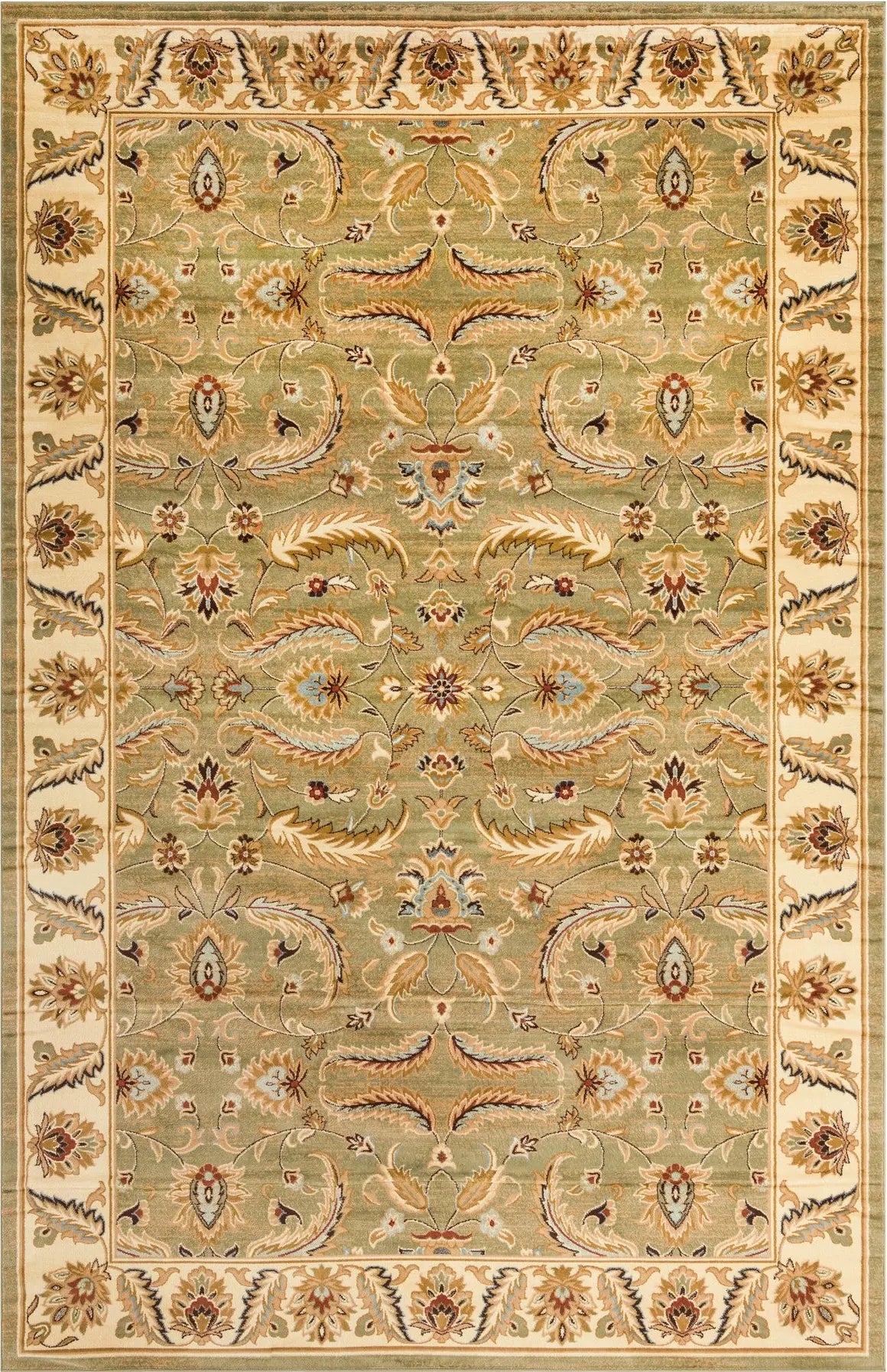 10x16 Power Loomed Traditional Area Rug - Green Blue Rust Red - Multiple Sizes & Colors Available