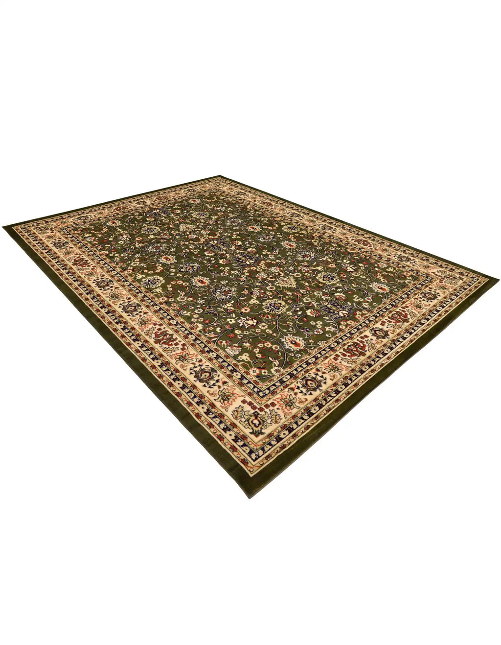 9x12 Power Loomed Traditional Area Rug - Cream Green Navy Blue Terracotta - Multiple Sizes & Colors Available