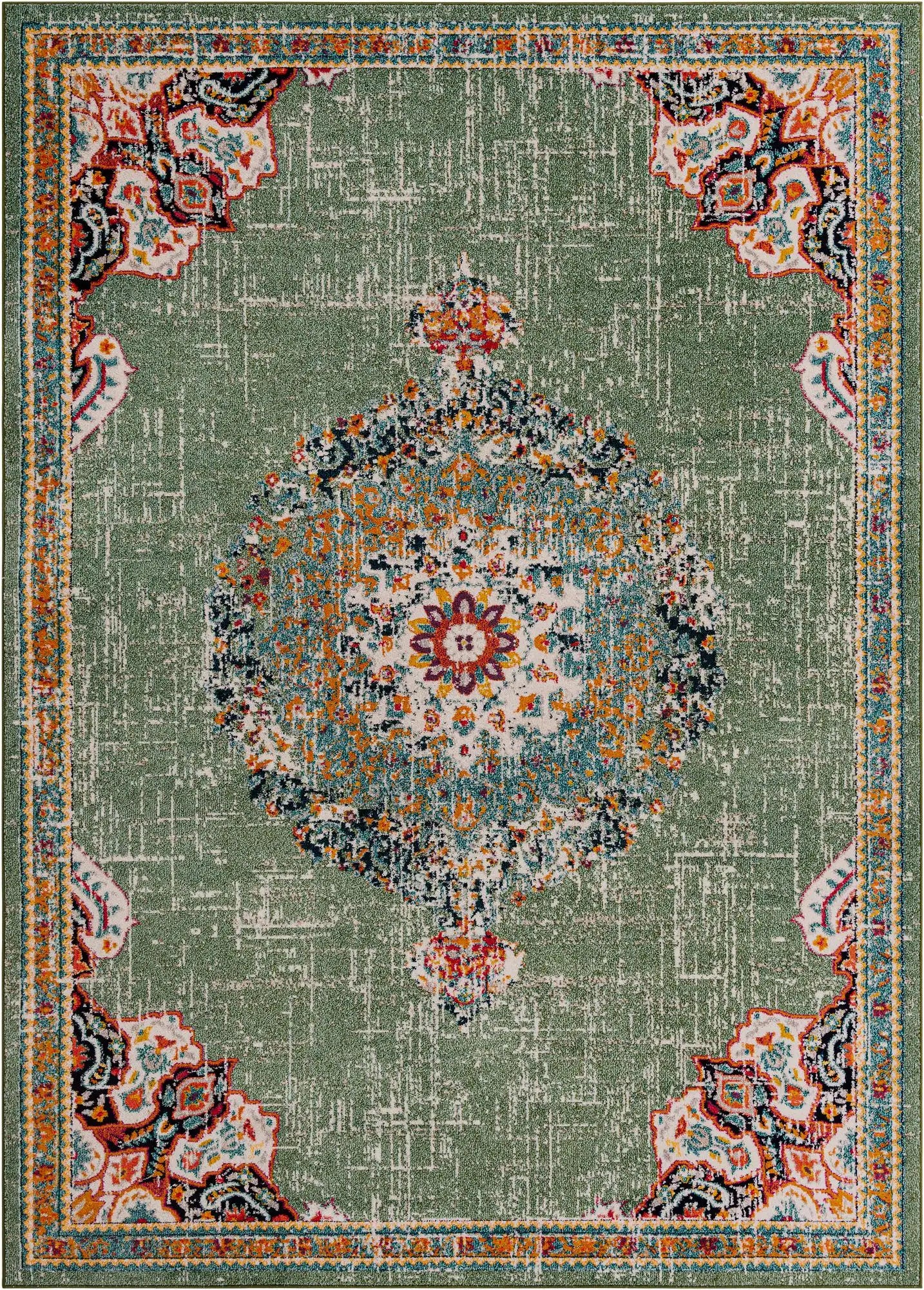 10x14 Power Loomed Traditional Area Rug - Multicolor Floral Design - Multiple Sizes & Colors Available