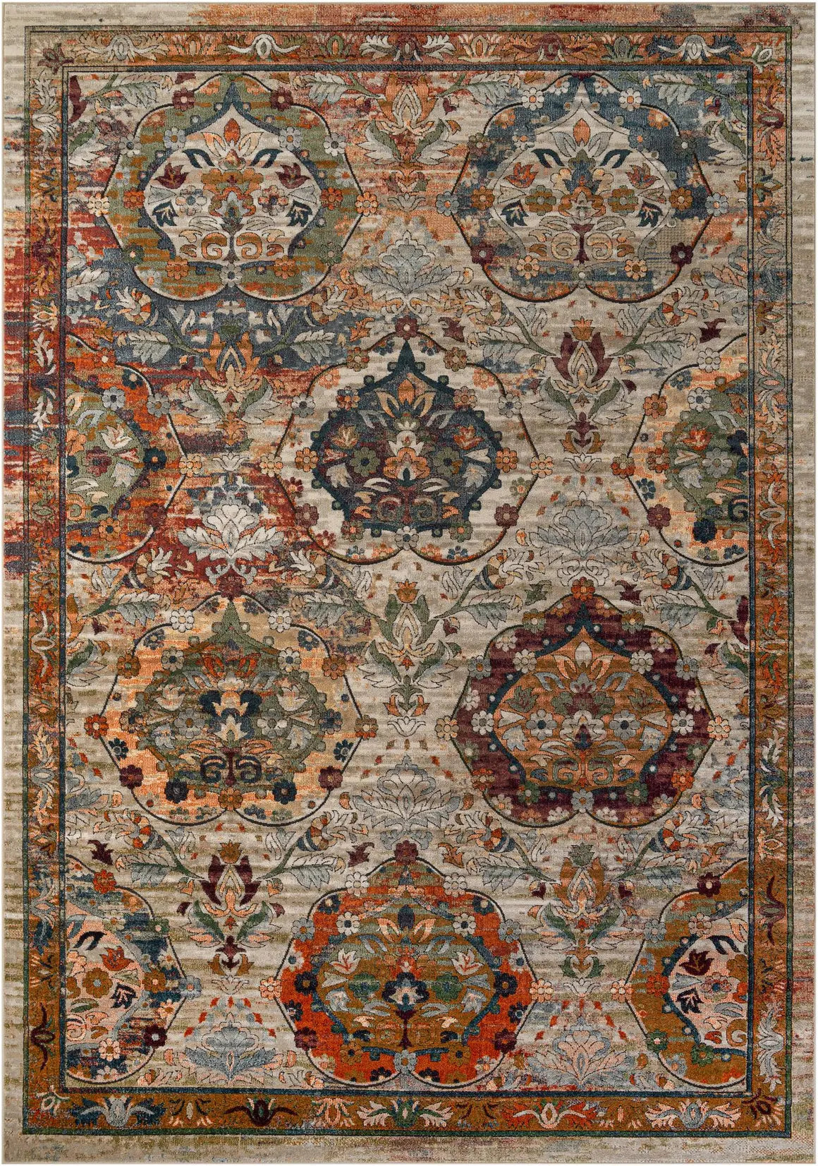 10x14 Power Loomed Traditional Area Rug - Multicolor Floral Design - Multiple Sizes & Colors Available