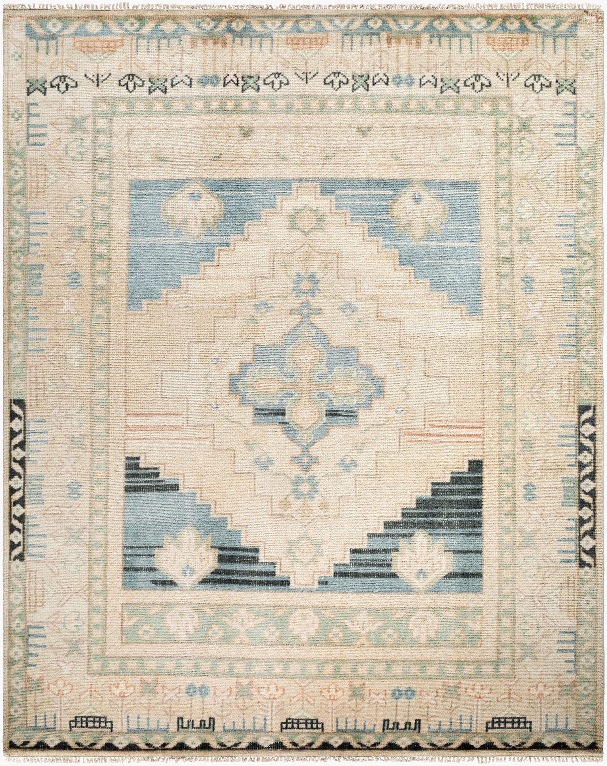 Sophisticated Hand-Knotted Area Rug 8' x 10' - Wool Viscose Blend by Surya