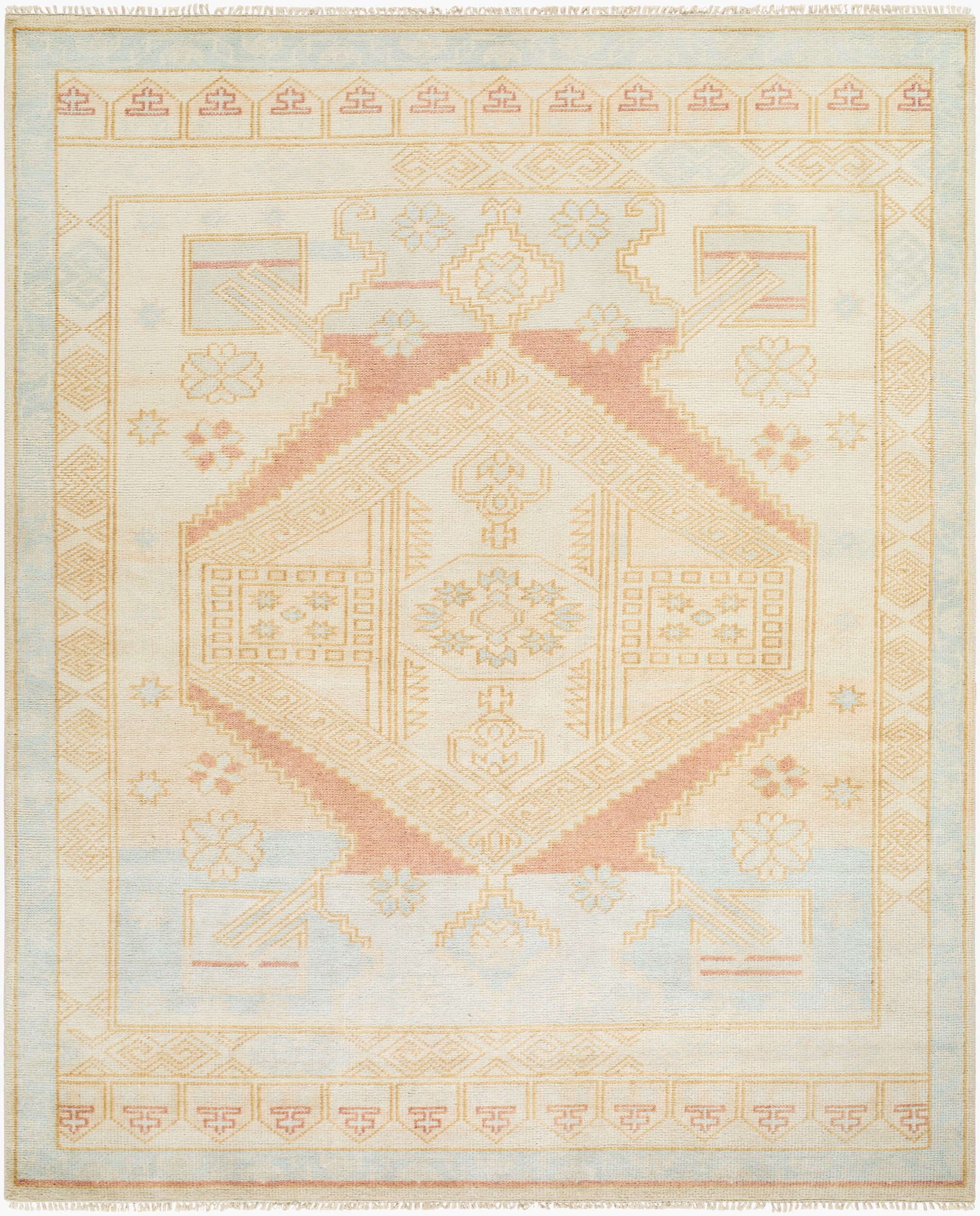 Premium Hand-Knotted Area Rug 8' x 10' - Wool Viscose Blend by Surya