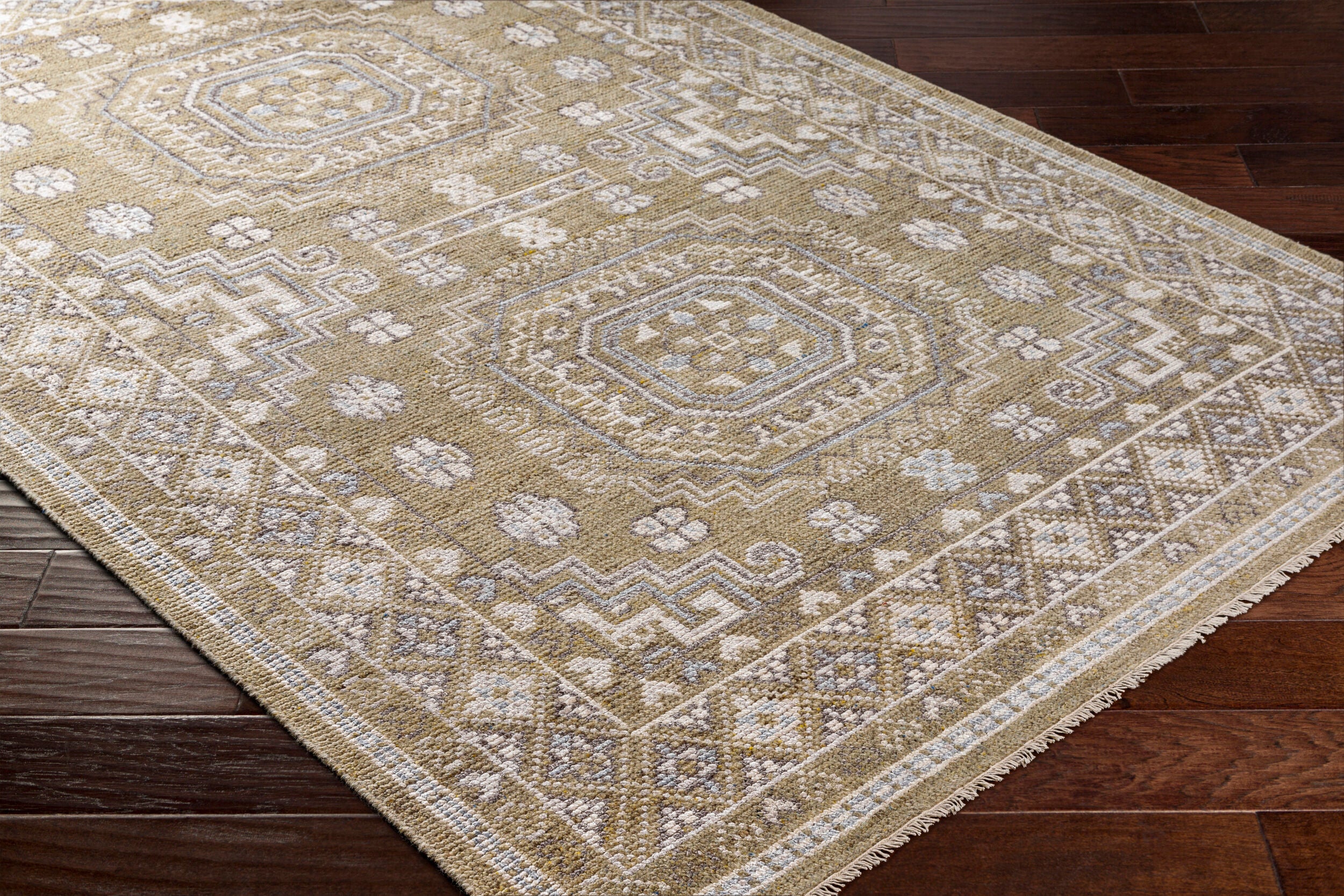 Premium Hand-Knotted Area Rug 8' x 10' - Wool Viscose Blend with Lustrous Sheen by Surya