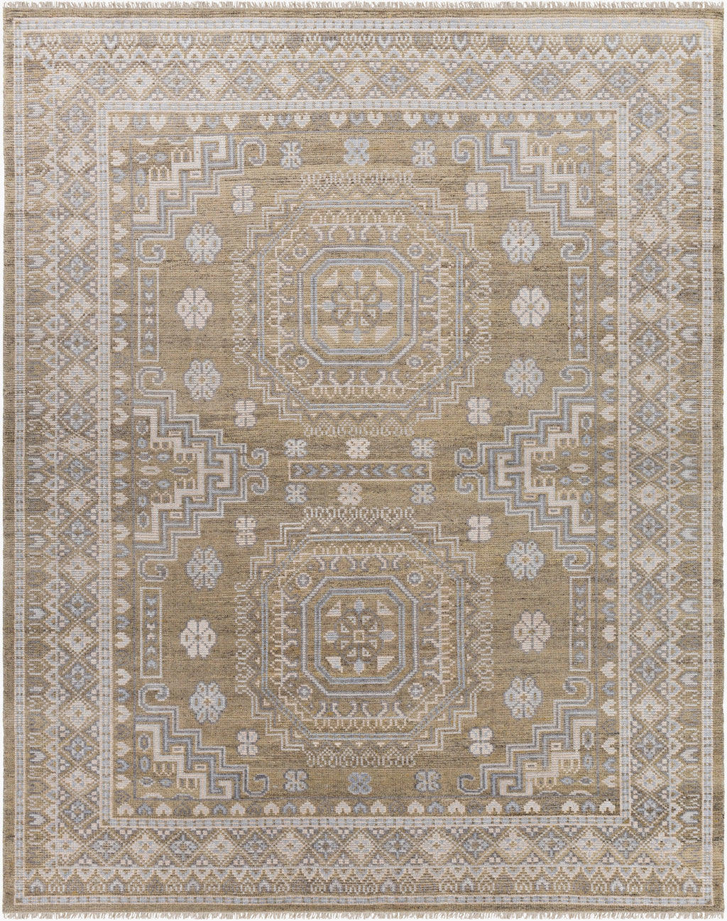 Premium Hand-Knotted Area Rug 8' x 10' - Wool Viscose Blend with Lustrous Sheen by Surya