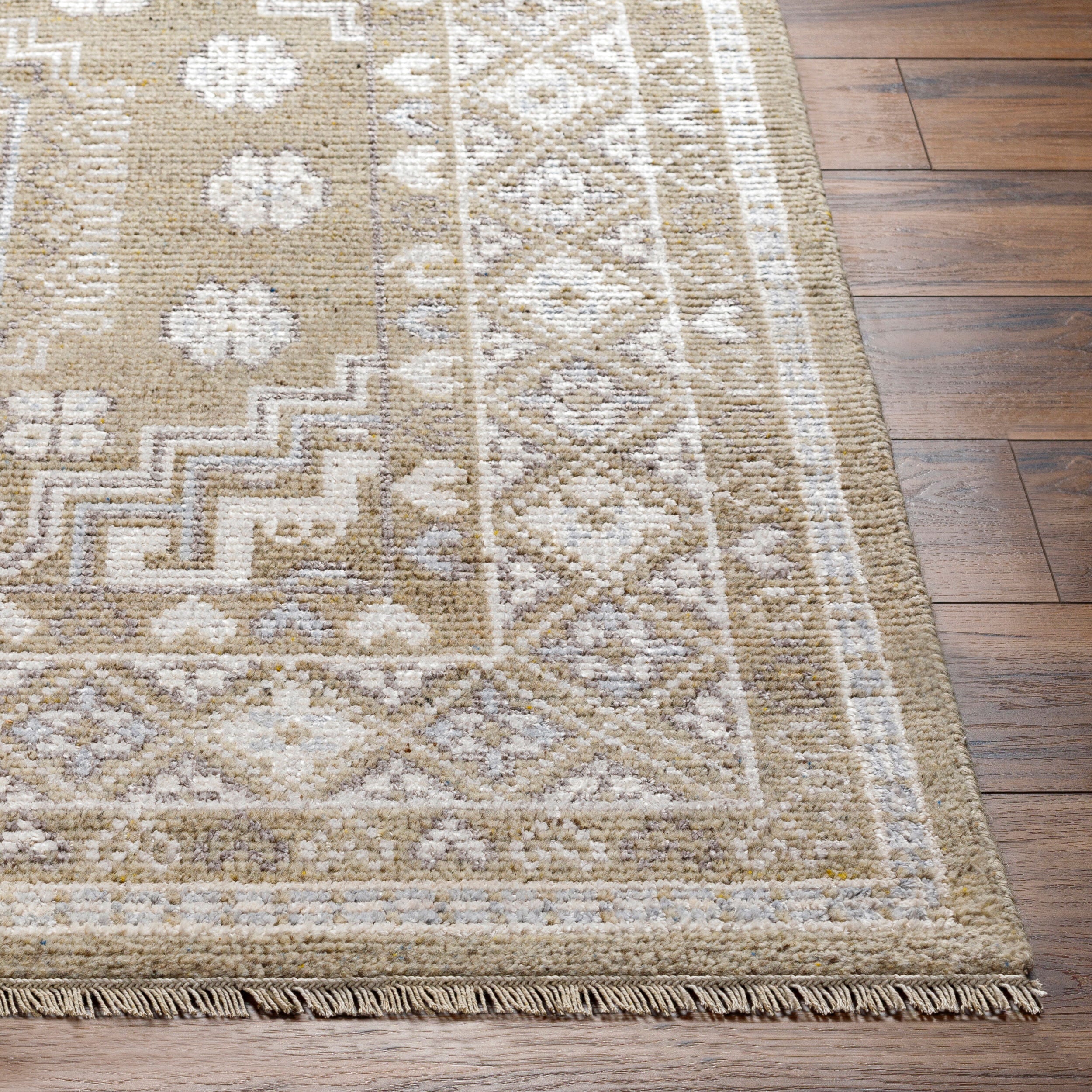 Premium Hand-Knotted Area Rug 8' x 10' - Wool Viscose Blend with Lustrous Sheen by Surya