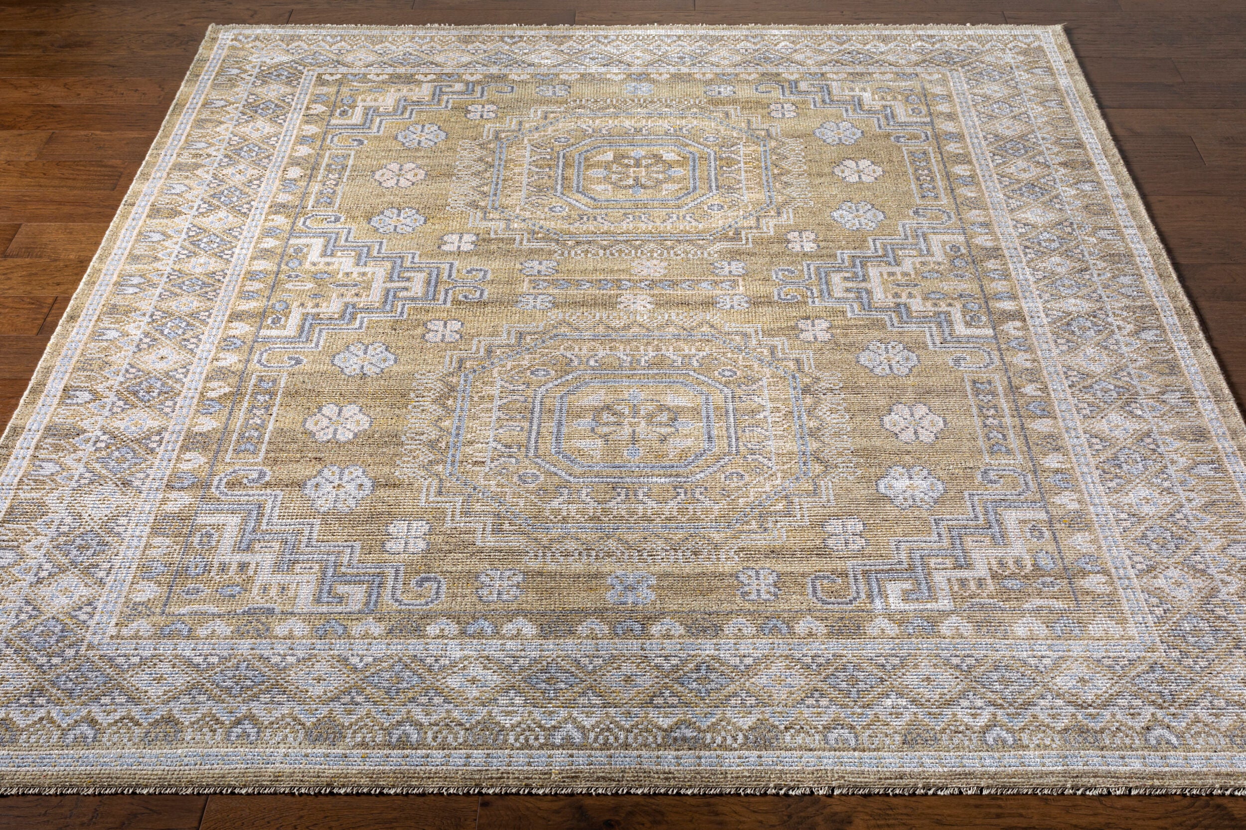 Premium Hand-Knotted Area Rug 8' x 10' - Wool Viscose Blend with Lustrous Sheen by Surya