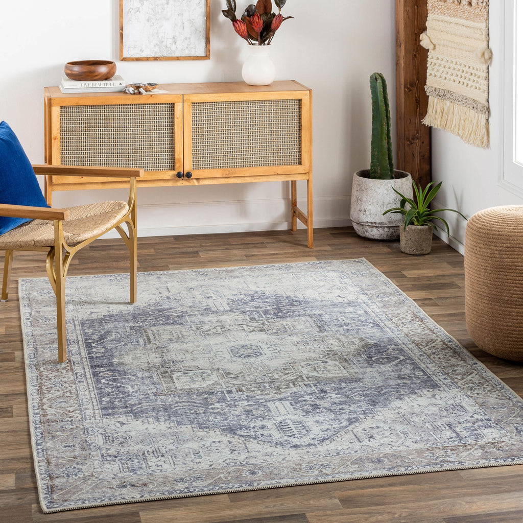Easy-Care Machine-Woven Area Rug - Machine Washable 100% Polyester by Surya (Multiple Sizes Available)