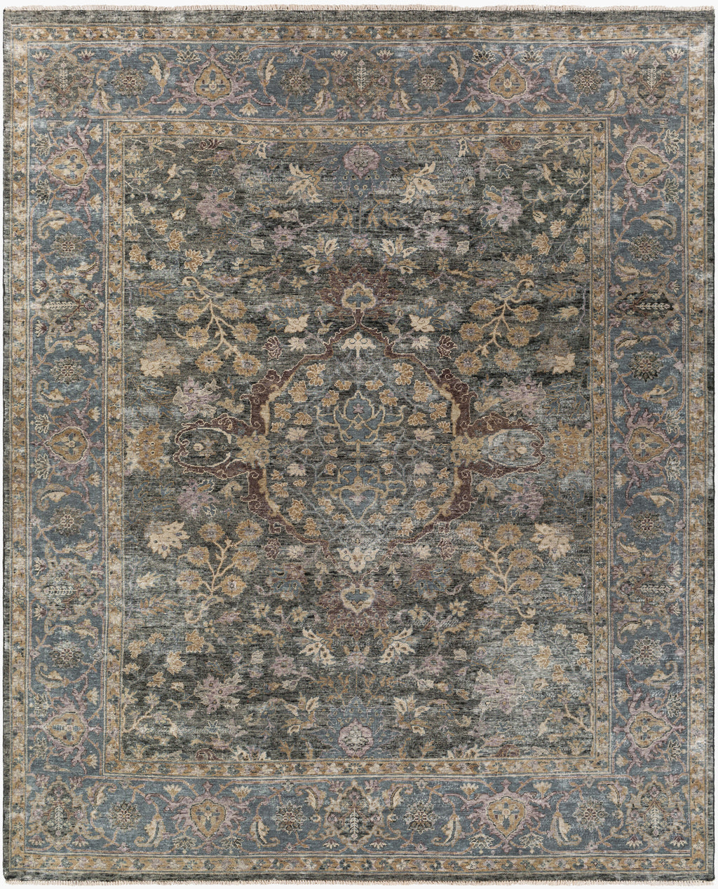 Elegant Hand-Knotted Area Rug 8' x 10' - 100% Wool with High/Low Texture by Surya