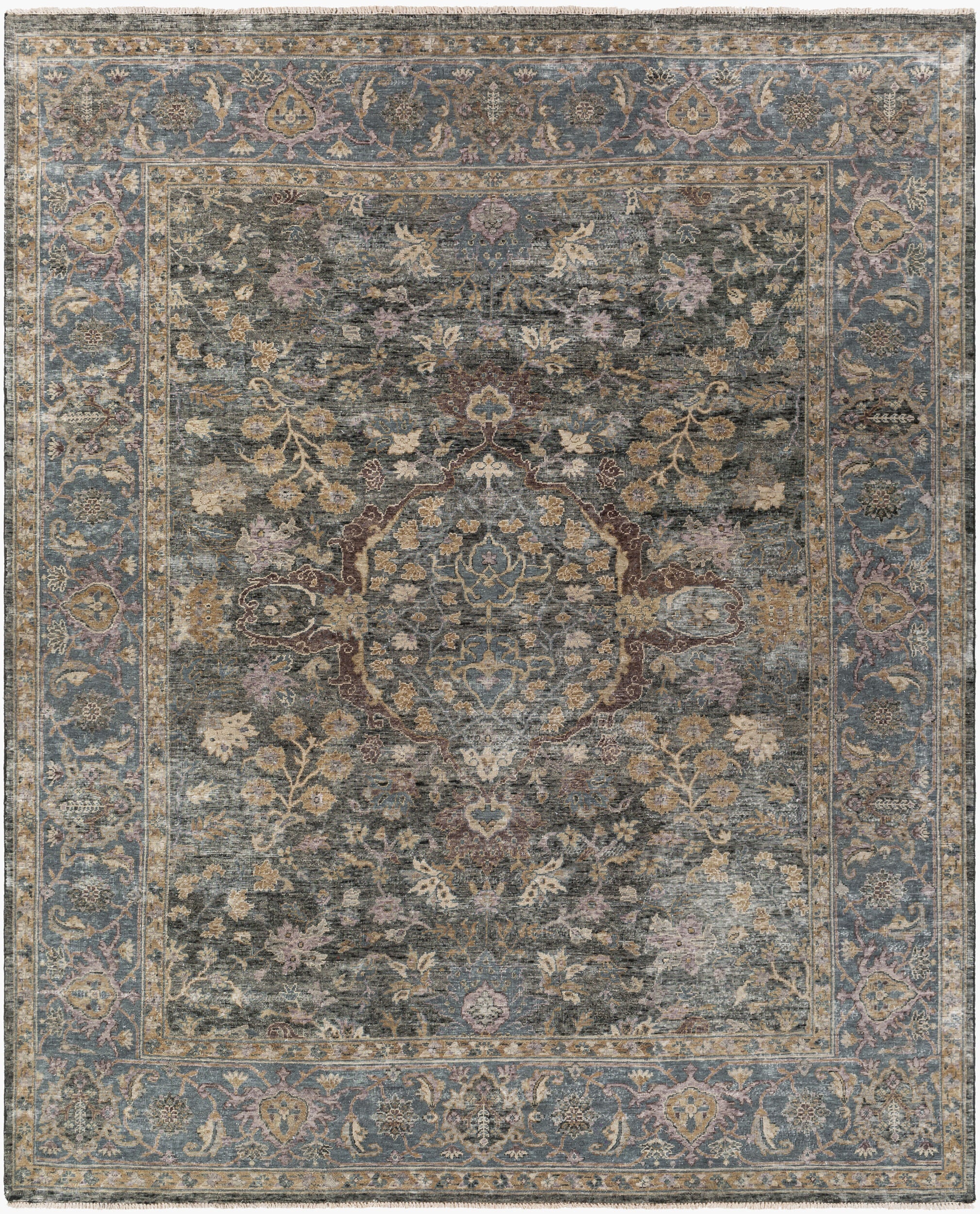 Elegant Hand-Knotted Area Rug 8' x 10' - 100% Wool with High/Low Texture by Surya
