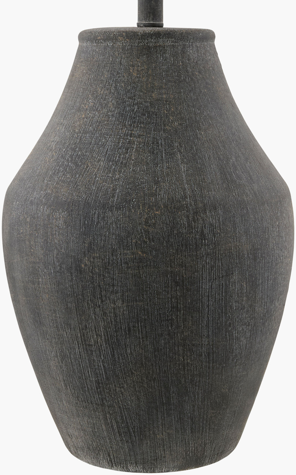 Elegant Ceramic Table Lamp 28"H - Hand-Painted Black with White Linen Shade by Surya