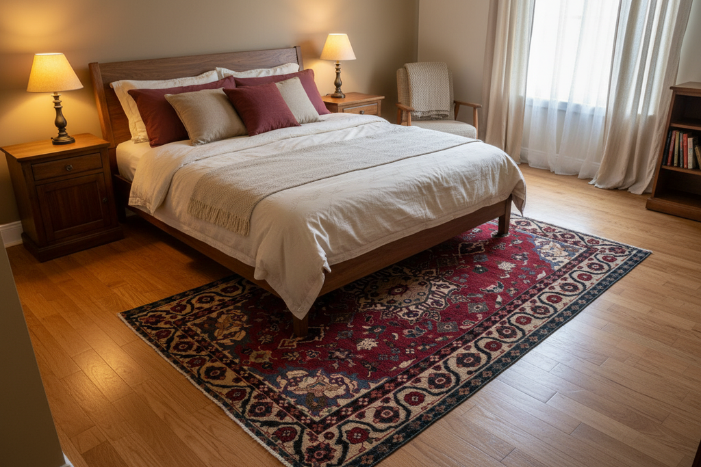 Bedroom with Burgundy Persian Rug