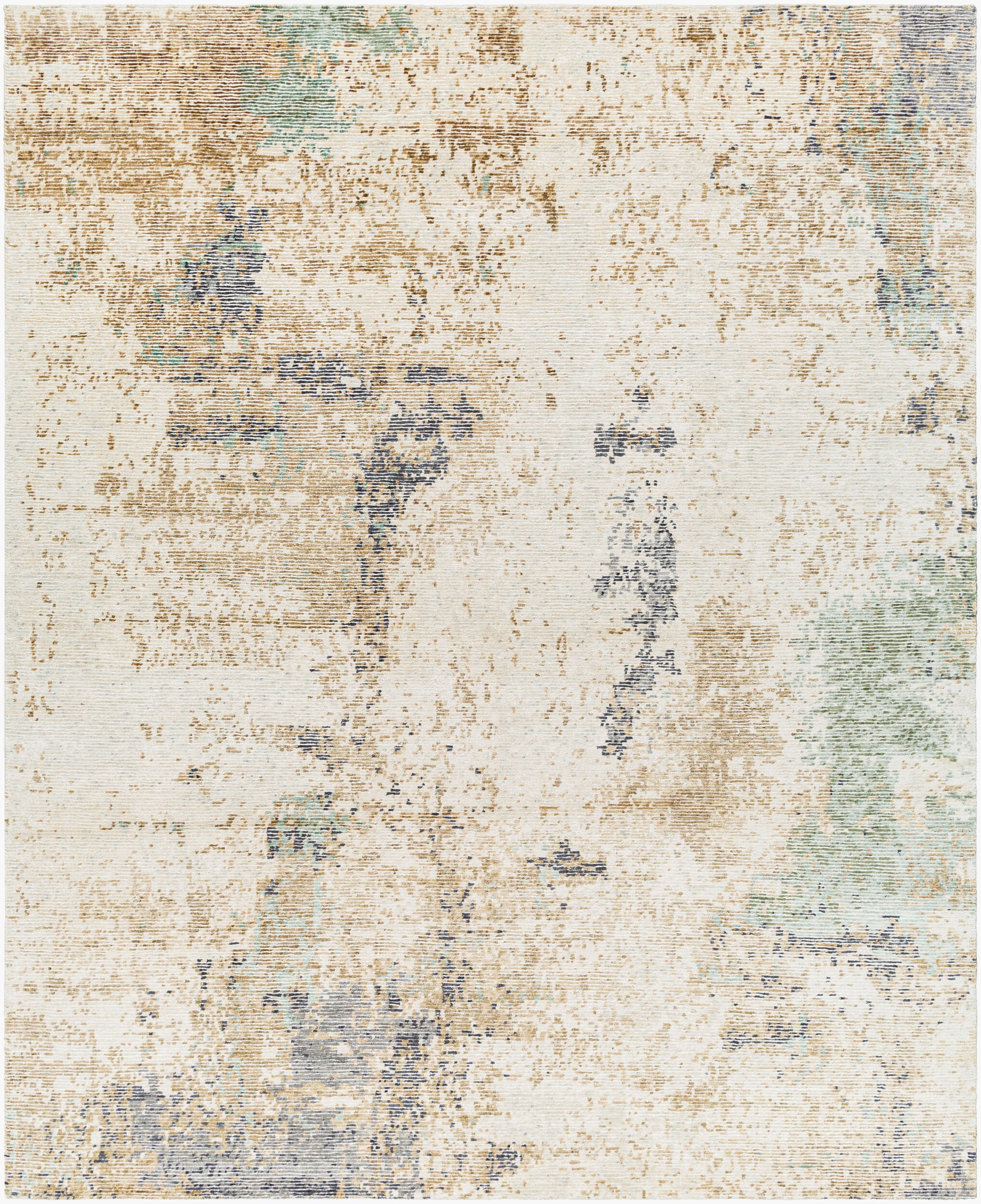 Luxurious Hand Knotted Area Rug 8' x 10' - Viscose Wool Linen Blend