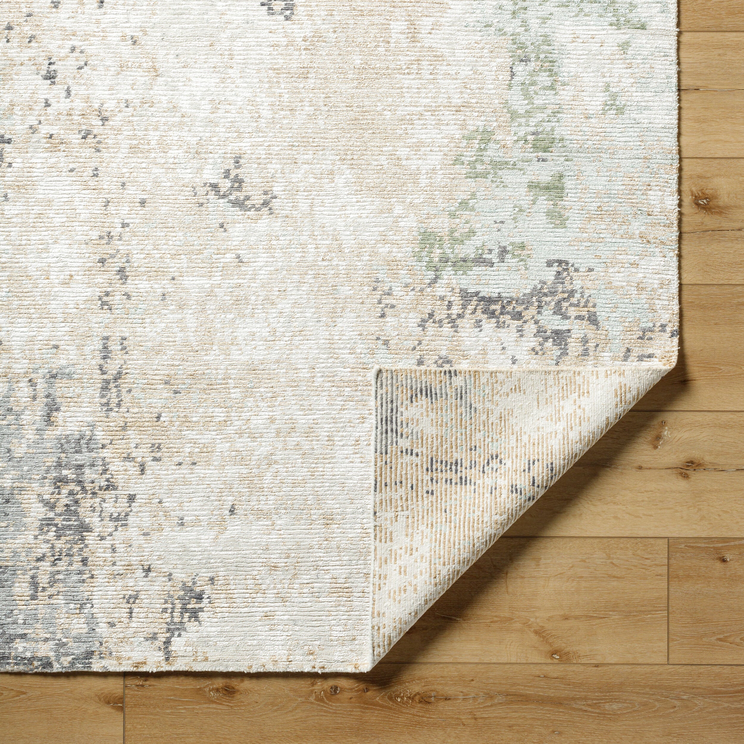 Luxurious Hand Knotted Area Rug 8' x 10' - Viscose Wool Linen Blend