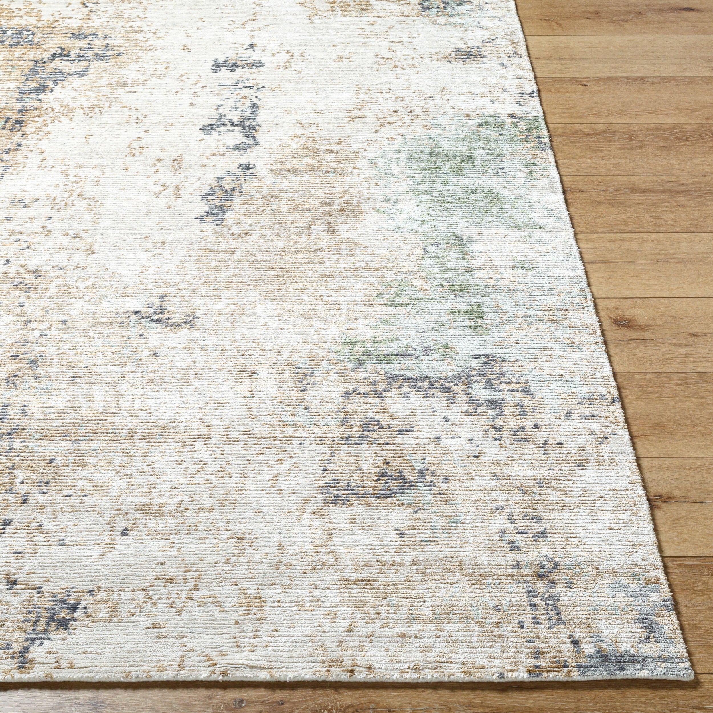 Luxurious Hand Knotted Area Rug 8' x 10' - Viscose Wool Linen Blend