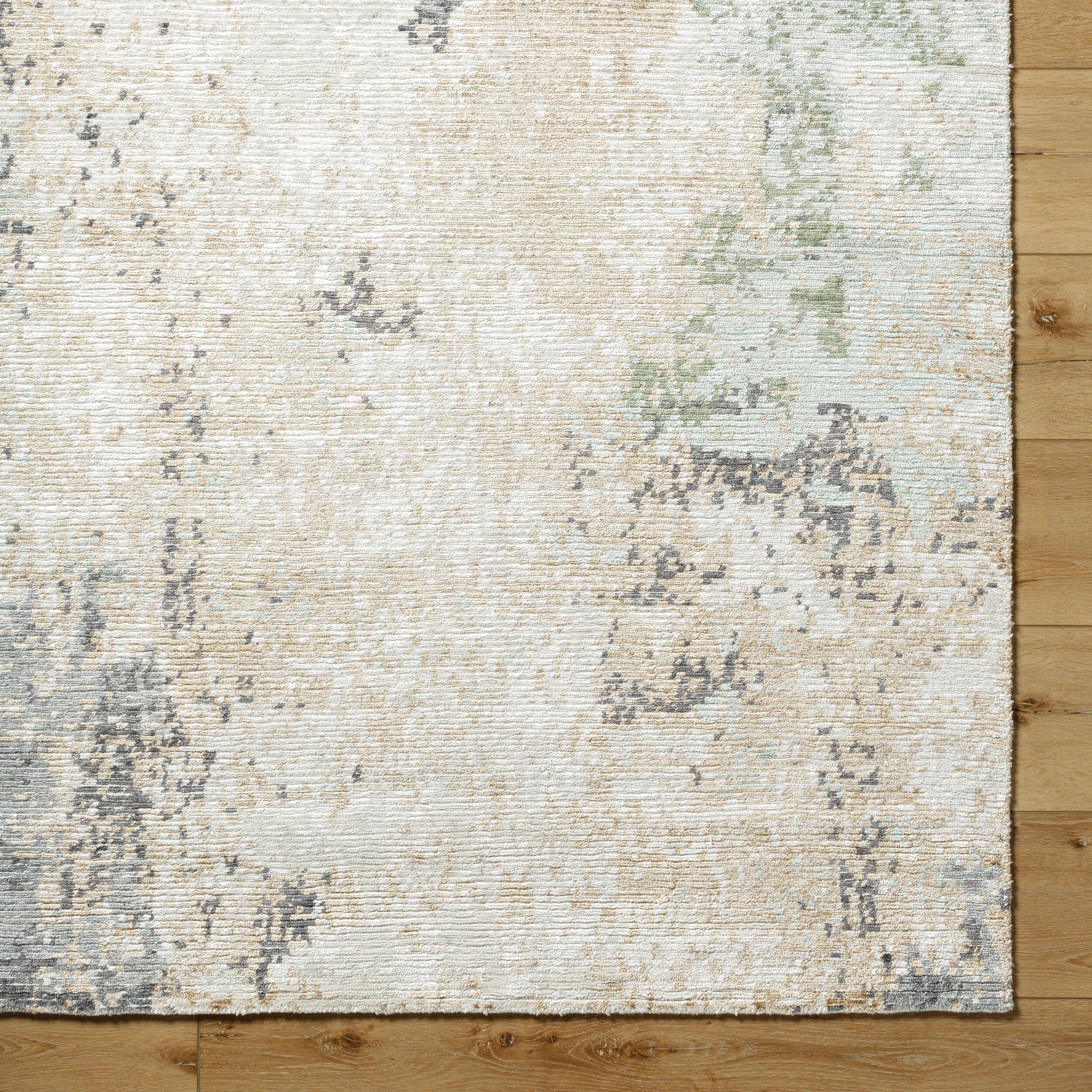 Luxurious Hand Knotted Area Rug 8' x 10' - Viscose Wool Linen Blend