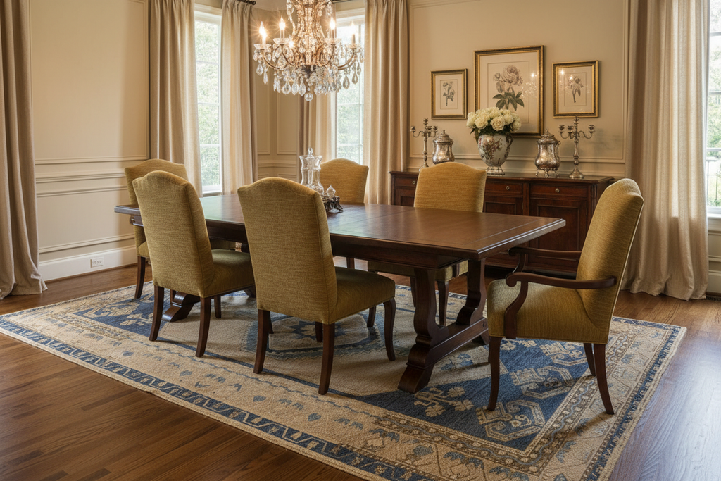 Dining Room with Navy Turkish Rug