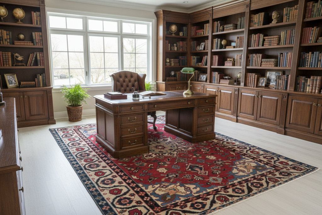 Home Office with Burgundy Persian Rug