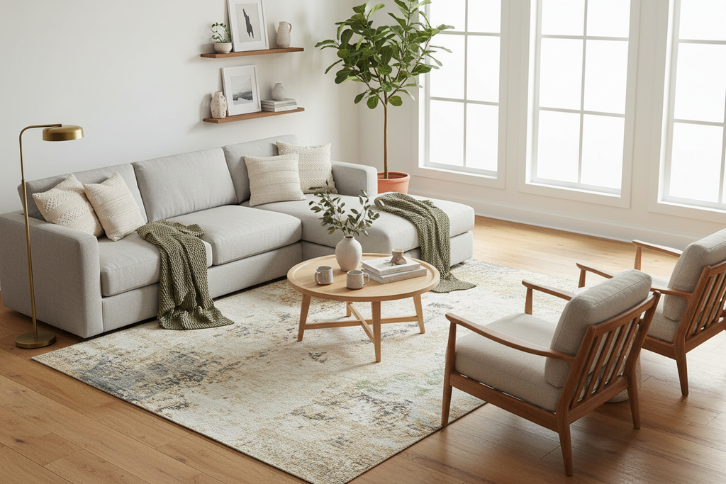 Luxurious Hand Knotted Area Rug 8' x 10' - Viscose Wool Linen Blend