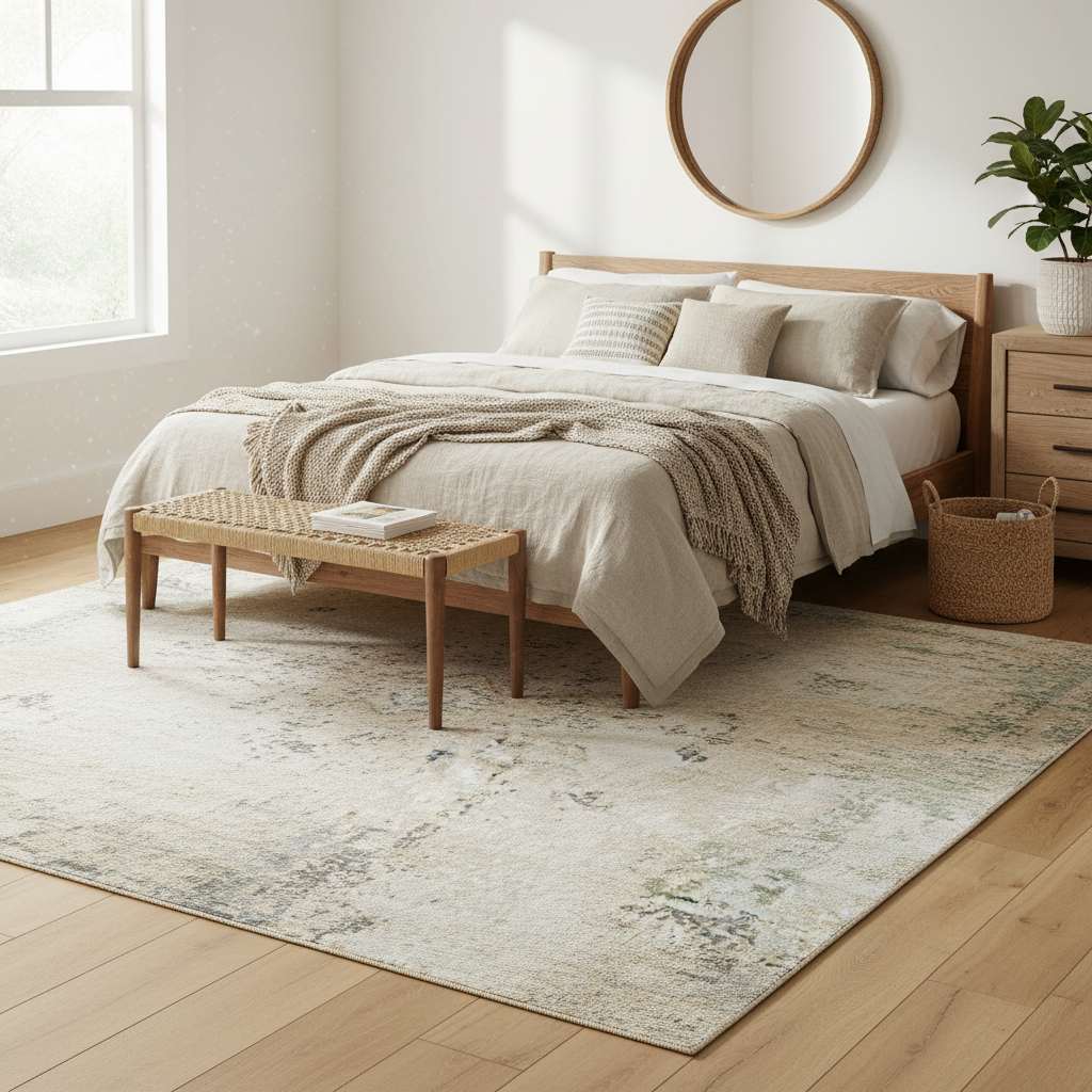 Luxurious Hand Knotted Area Rug 8' x 10' - Viscose Wool Linen Blend