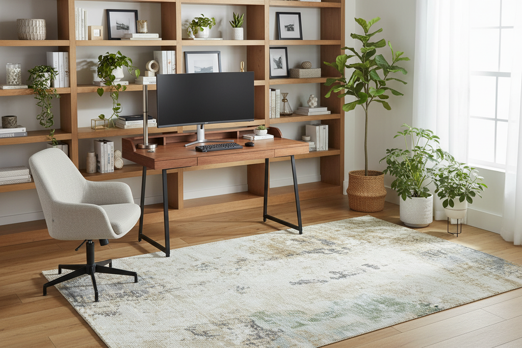 Luxurious Hand Knotted Area Rug 8' x 10' - Viscose Wool Linen Blend