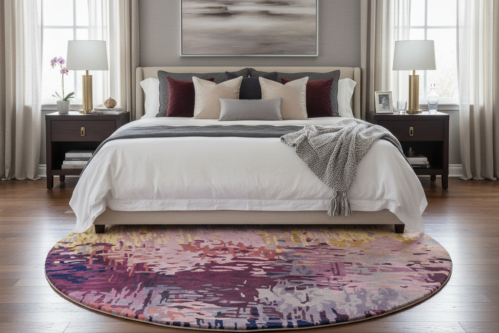 Plush hand-tufted rug in master bedroom - perfect for new homeowners - ready to ship