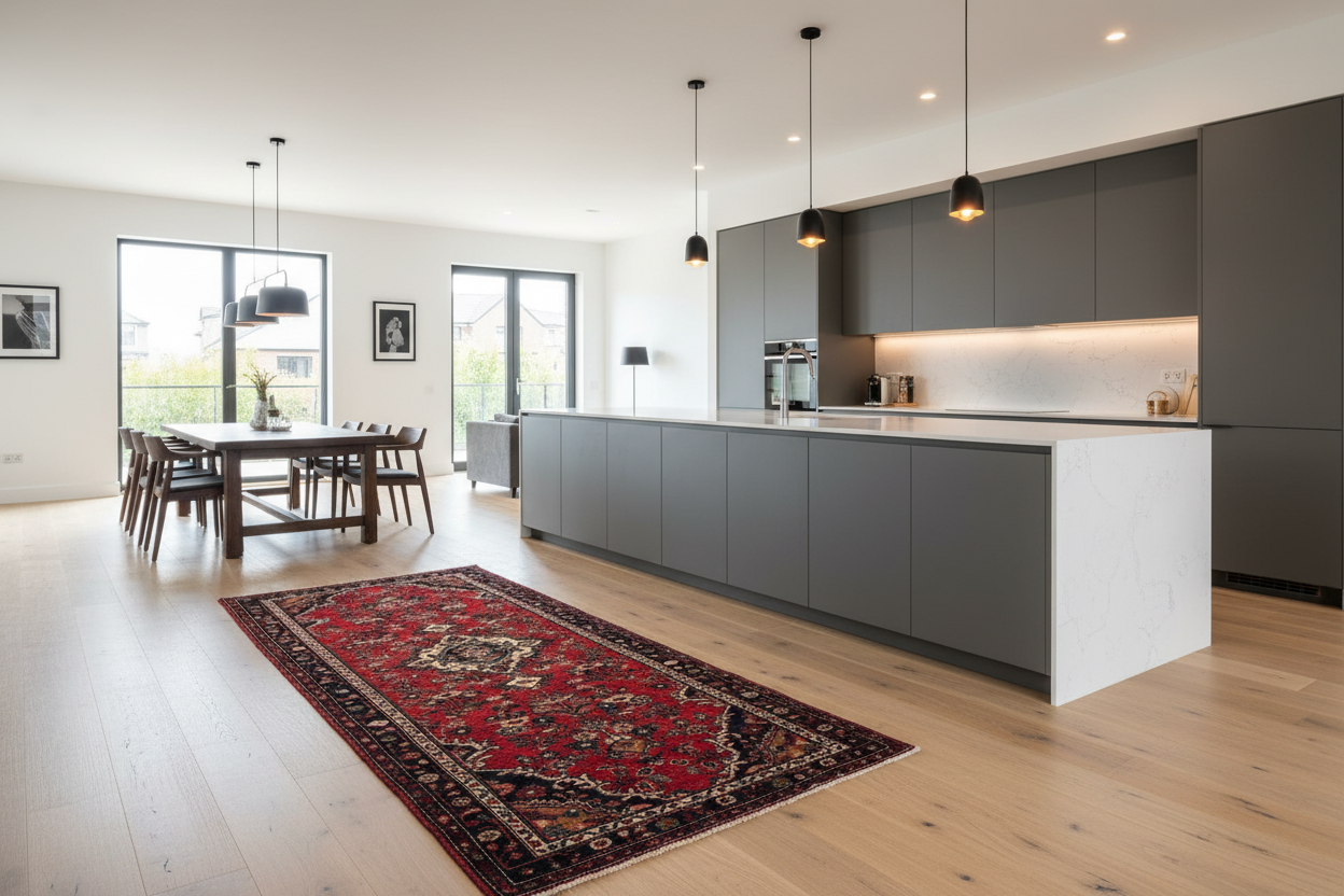 Kitchen with Persian Runner Rug