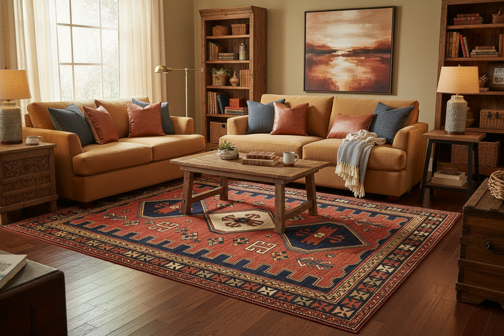 Living Room with Turkish Tribal Rug