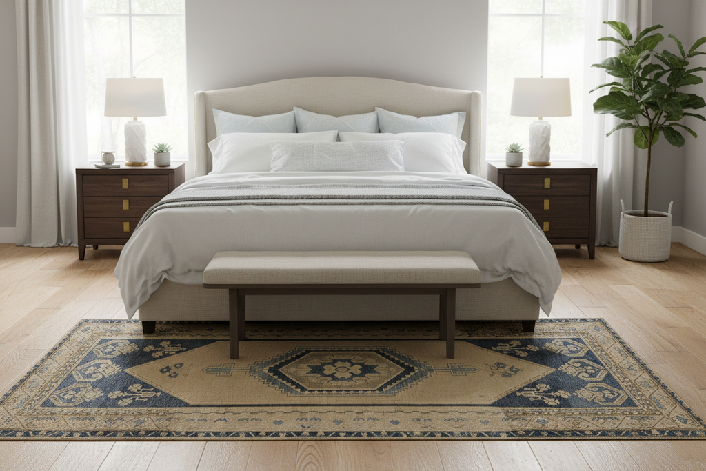 Master Bedroom with Navy Turkish Rug